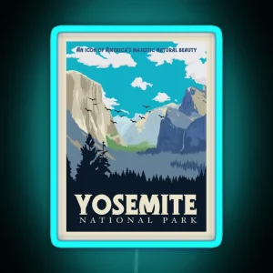 Yosemite National Park Vintage Travel Poster RGB Neon Sign