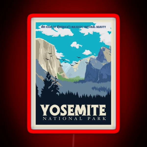 Yosemite National Park Vintage Travel Poster RGB Neon Sign