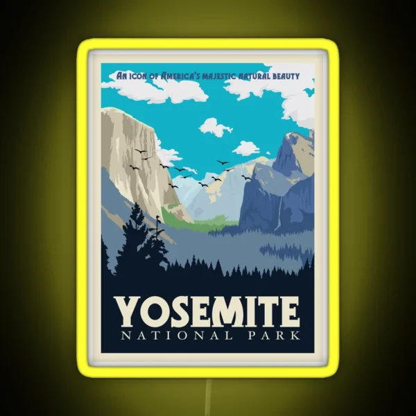 Yosemite National Park Vintage Travel Poster RGB Neon Sign