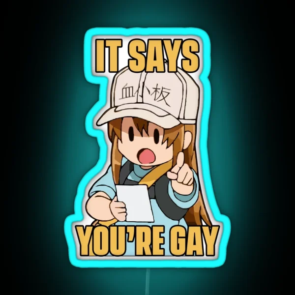 You Are Gay Meme Anime Chibi RGB Neon Sign
