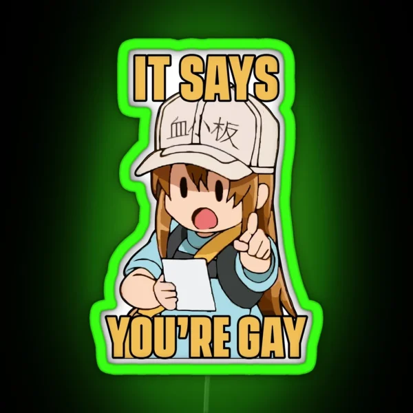 You Are Gay Meme Anime Chibi RGB Neon Sign