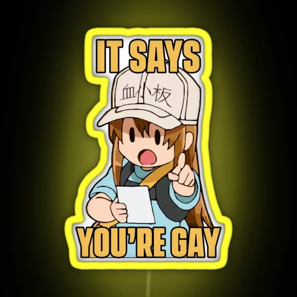 You Are Gay Meme Anime Chibi RGB Neon Sign
