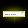Neon sign with RGB lights spelling out 'You Bring Me Home'