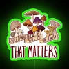 Vibrant RGB neon sign with bold, cursive font reading 'You cannot kill me in a way that matters'