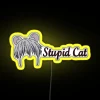 Neon-lit cat with yellow background