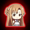 Yuuki and Asuna from Sword Art Online posing in front of a neon sign