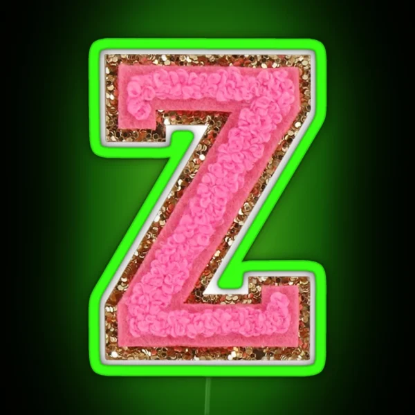 Z Bubblegum Glitter Varsity Letter Patches RGB Neon Sign