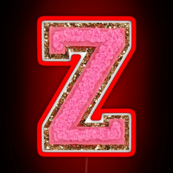 Z Bubblegum Glitter Varsity Letter Patches RGB Neon Sign