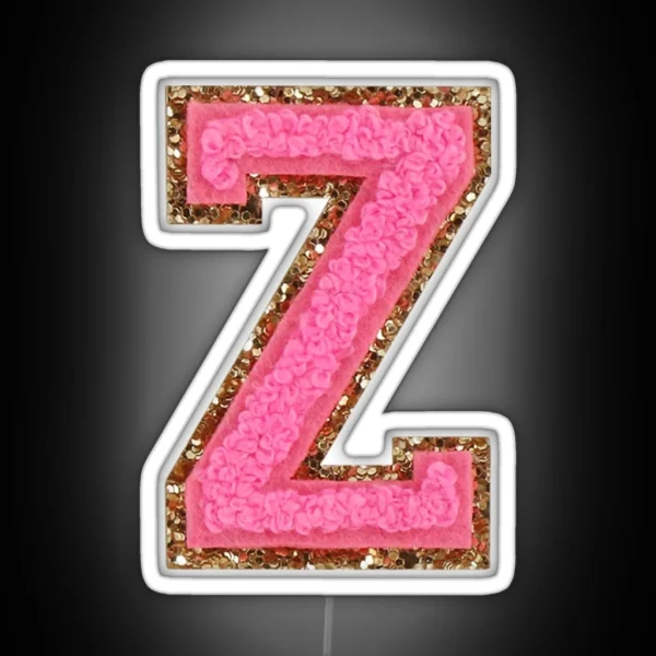 Z Bubblegum Glitter Varsity Letter Patches RGB Neon Sign