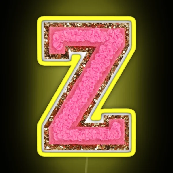 Z Bubblegum Glitter Varsity Letter Patches RGB Neon Sign