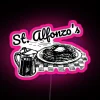 Neon sign reading 'Zappa's St Alfonzo's Pancake Breakfast'