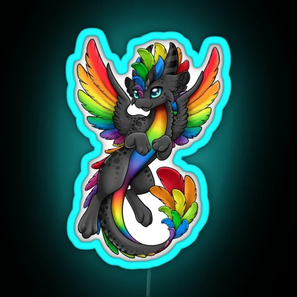 Zen Black Rainbow Dragon RGB Neon Sign