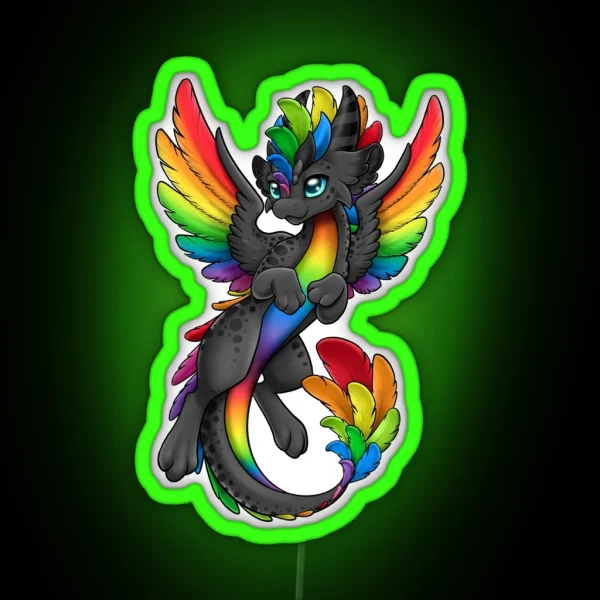 Zen Black Rainbow Dragon RGB Neon Sign
