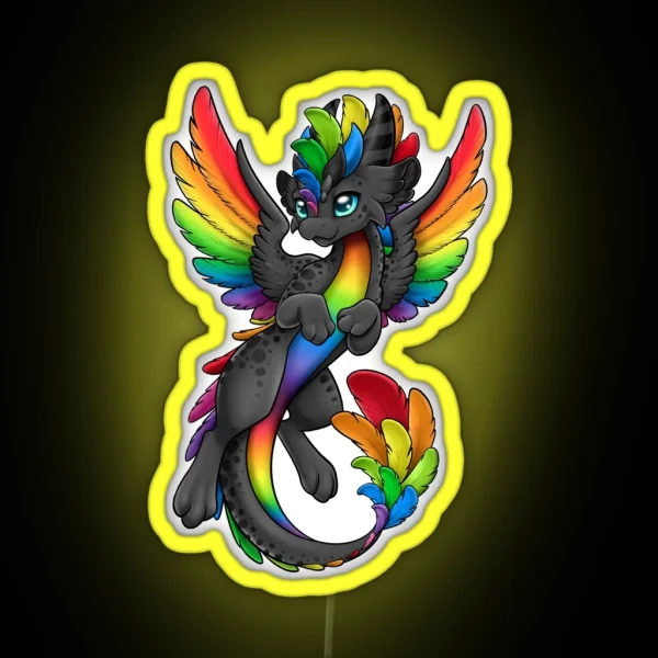 Zen Black Rainbow Dragon RGB Neon Sign