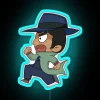 RGB neon sign featuring Zenigata Tottsan from Lupin III, with blue hues.
