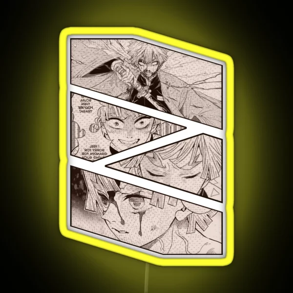 Zenitsu Agatsuma Manga Panel Design RGB Neon Sign