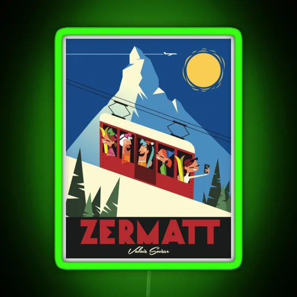 Zermatt Ski Poster RGB Neon Sign