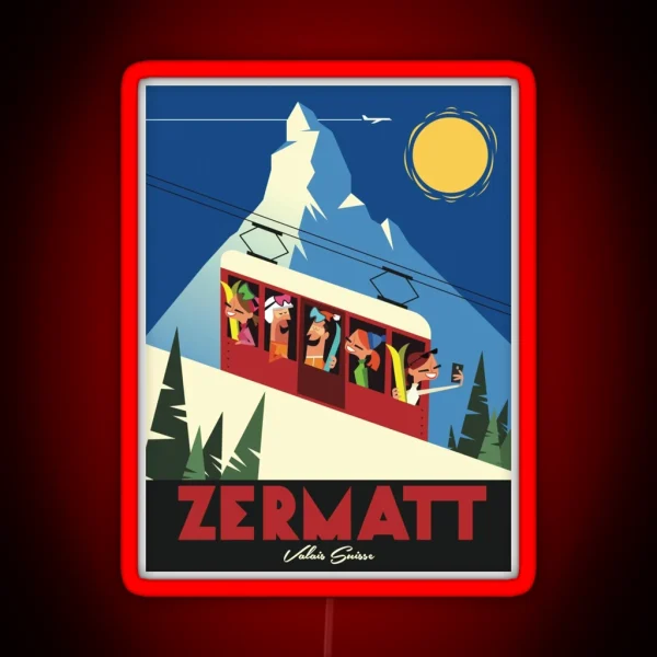 Zermatt Ski Poster RGB Neon Sign