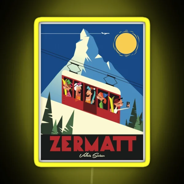 Zermatt Ski Poster RGB Neon Sign