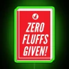 Neon sign with a green dog silhouette in a zero-gravity setting, surrounded by colorful neon lights.