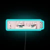 Neon sign reading 'Zero Two Darling in the FranXX' in bold, blue letters with a manga-inspired design.