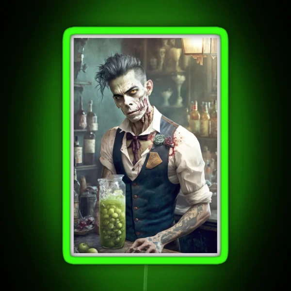 Zombie Bartender 01 Zombies In Everyday Life RGB Neon Sign