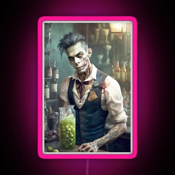 Zombie Bartender 01 Zombies In Everyday Life RGB Neon Sign