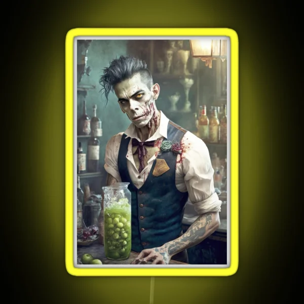 Zombie Bartender 01 Zombies In Everyday Life RGB Neon Sign