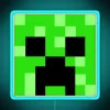 Minecraft entity mashup neon sign with blue RGB color scheme.