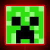Minecraft mob pattern with zombie, creeper, Enderman, and skeleton silhouettes against a neon-lit RGB background.