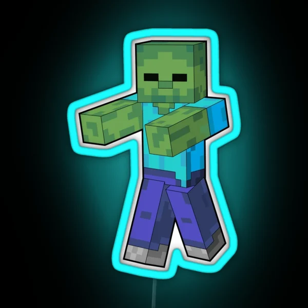 Zombie Minecraft Character RGB Neon Sign