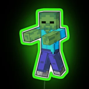 Zombie Minecraft Character RGB Neon Sign