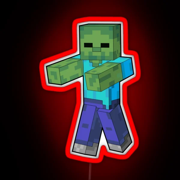 Zombie Minecraft Character RGB Neon Sign