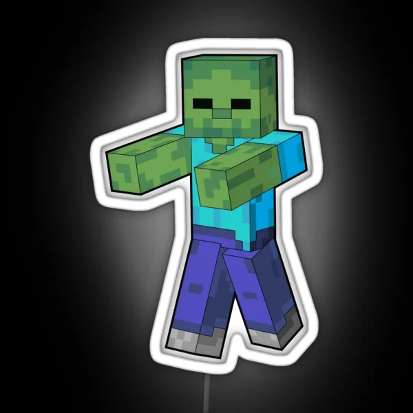 Zombie Minecraft Character RGB Neon Sign