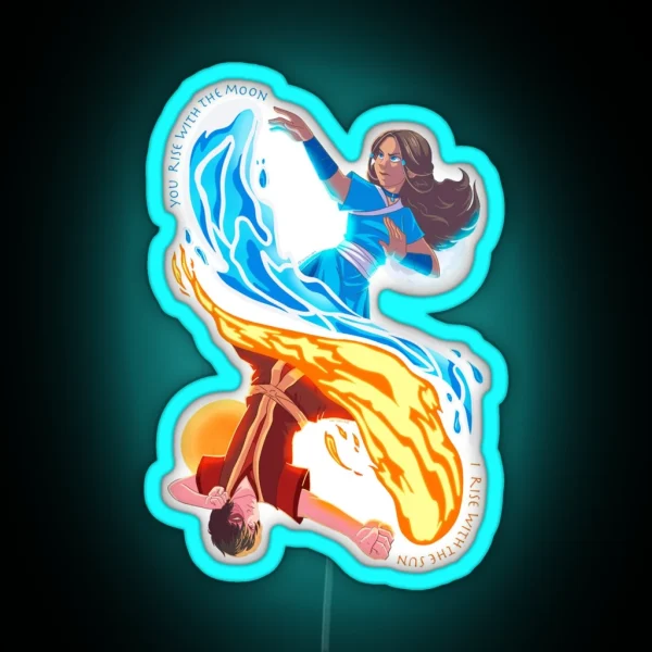 Zuko And Katara Balance Of Elements RGB Neon Sign