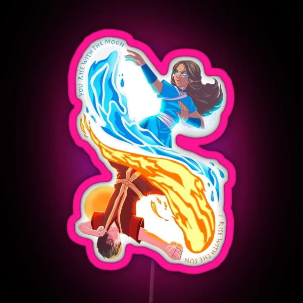 Zuko And Katara Balance Of Elements RGB Neon Sign