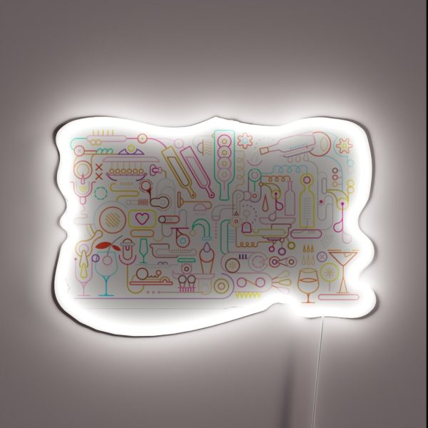 Bartender Cocktail Making Process RGB Neon Sign