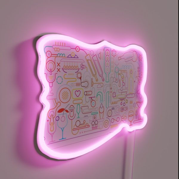 Bartender Cocktail Making Process RGB Neon Sign