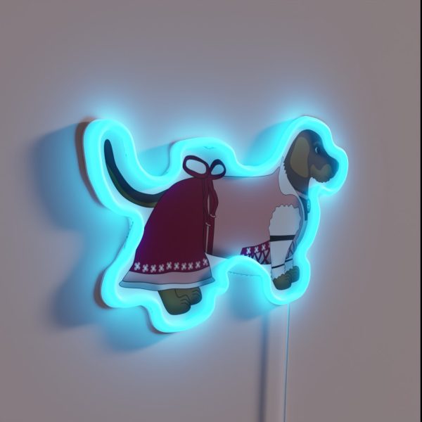 Bavarian Girl Dog RGB Neon Sign