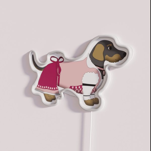 Bavarian Girl Dog RGB Neon Sign