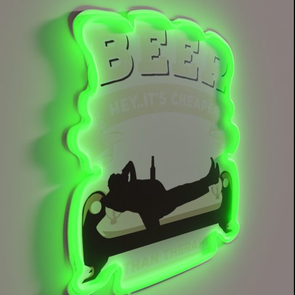 Beer Hey It S Cheaper Than Therapy Funny RGB Neon Sign