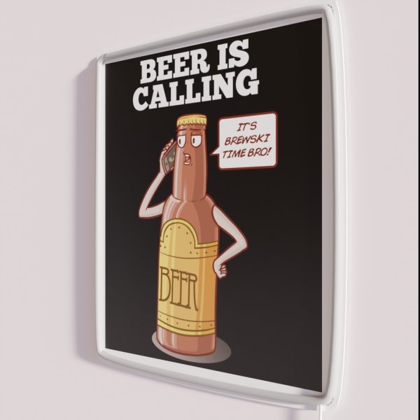 Beer Is Calling It S Brewski Time Bro RGB Neon Sign