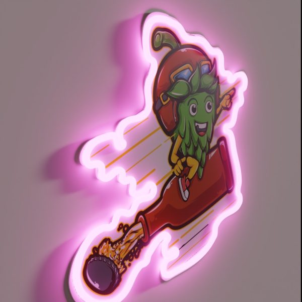 Beer Rocket With Hop Pilot RGB Neon Sign