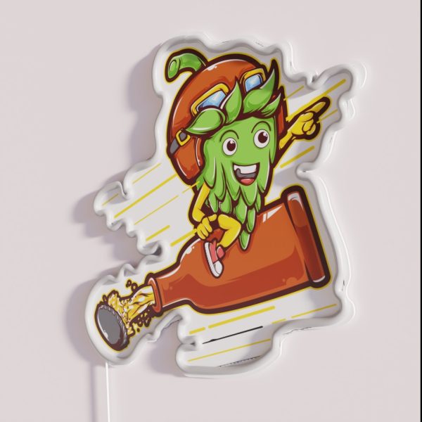 Beer Rocket With Hop Pilot RGB Neon Sign