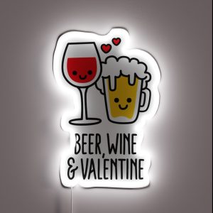 BEER WINE VALENTINE Funny Valentines Day Couples RGB Neon Sign