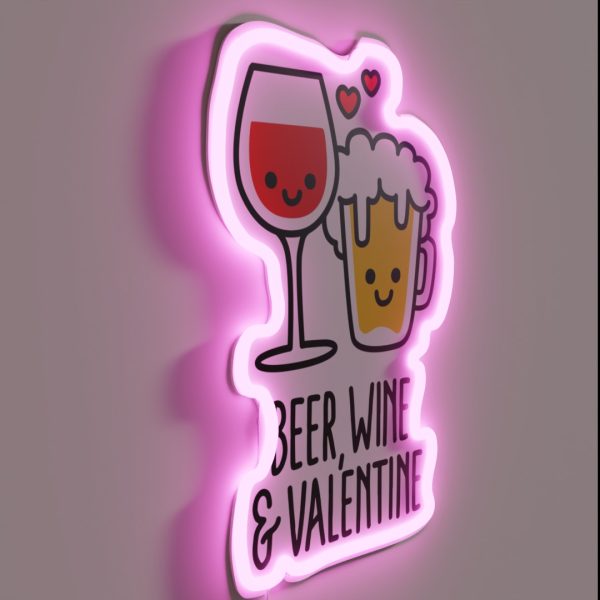 BEER WINE VALENTINE Funny Valentines Day RGB Neon Sign