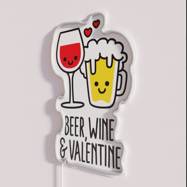 BEER WINE VALENTINE Funny Valentines Day RGB Neon Sign