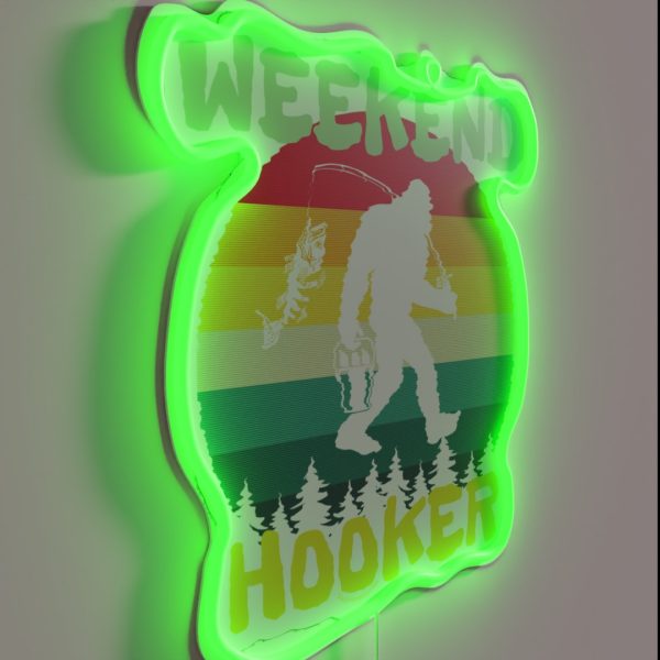 BIGFOOT FISHING WEEKEND HOOKER RETRO SUNSET RGB Neon Sign