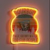 Neon Bourbon Whiskey Sign with Vibrant RGB Color Accents Glowing
