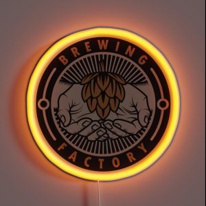 Brewing Factory Mascot Illustration RGB Neon Sign